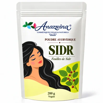 Sachet Anazwina Sidr 200 g, poudre ayurvédique pour les cheveux.