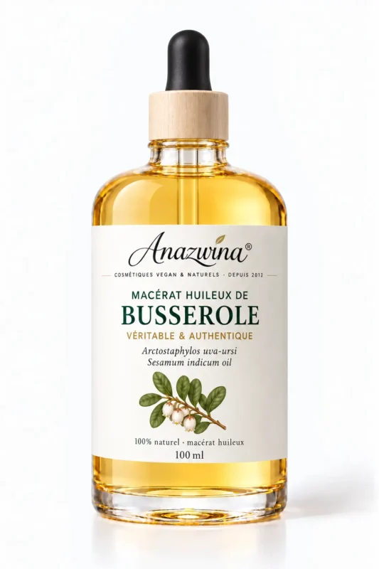 Flacon de macérat huileux de busserole Anazwina.