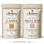 Pack Soin Détox Anazwina 350 g composé de Cassia Henné Neutre 100 g et d’Argile Rose 250 g pour cheveux abîmés et dévitalisés.