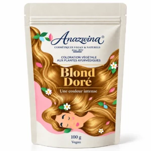 Sachet Anazwina Blond Doré 100 g, coloration végétale pour les cheveux.