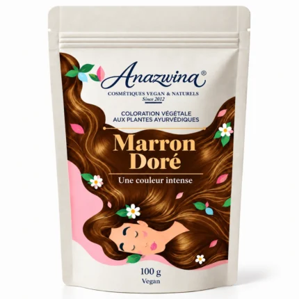 Sachet Anazwina Marron Doré 100 g, coloration végétale pour les cheveux.