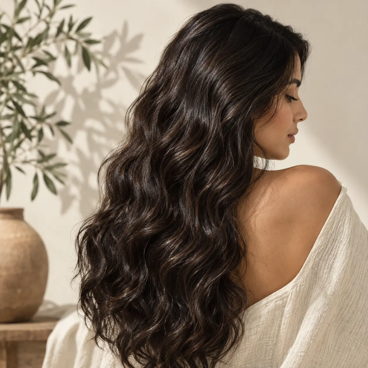 Cheveux bruns brillants, inspiration pour une routine capillaire Anazwina