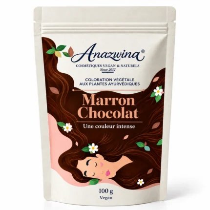 Sachet Anazwina Marron Chocolat 100 g, coloration végétale pour les cheveux.