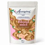 Sachet Anazwina de coloration végétale Blond miel 100 g, illustré d’une chevelure blonde aux reflets miel.